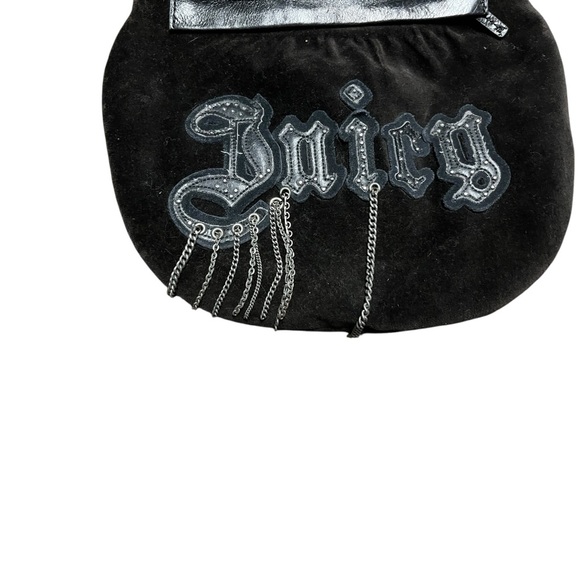 Vintage Juicy Couture Y2K  black velvet Juicy chain detail crossbody rare - Picture 3 of 16